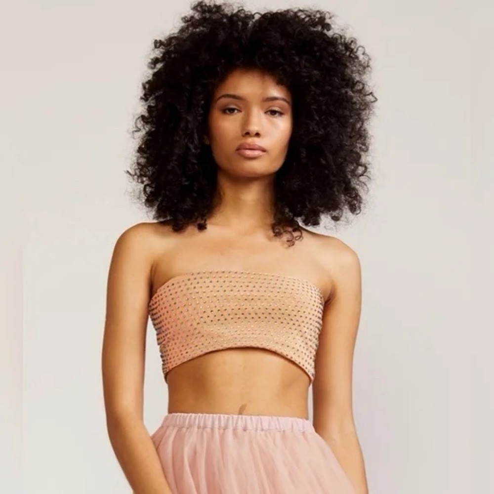 Cynthia Rowley Pink Rhinestone Mesh Bandeau Top size XS NWT